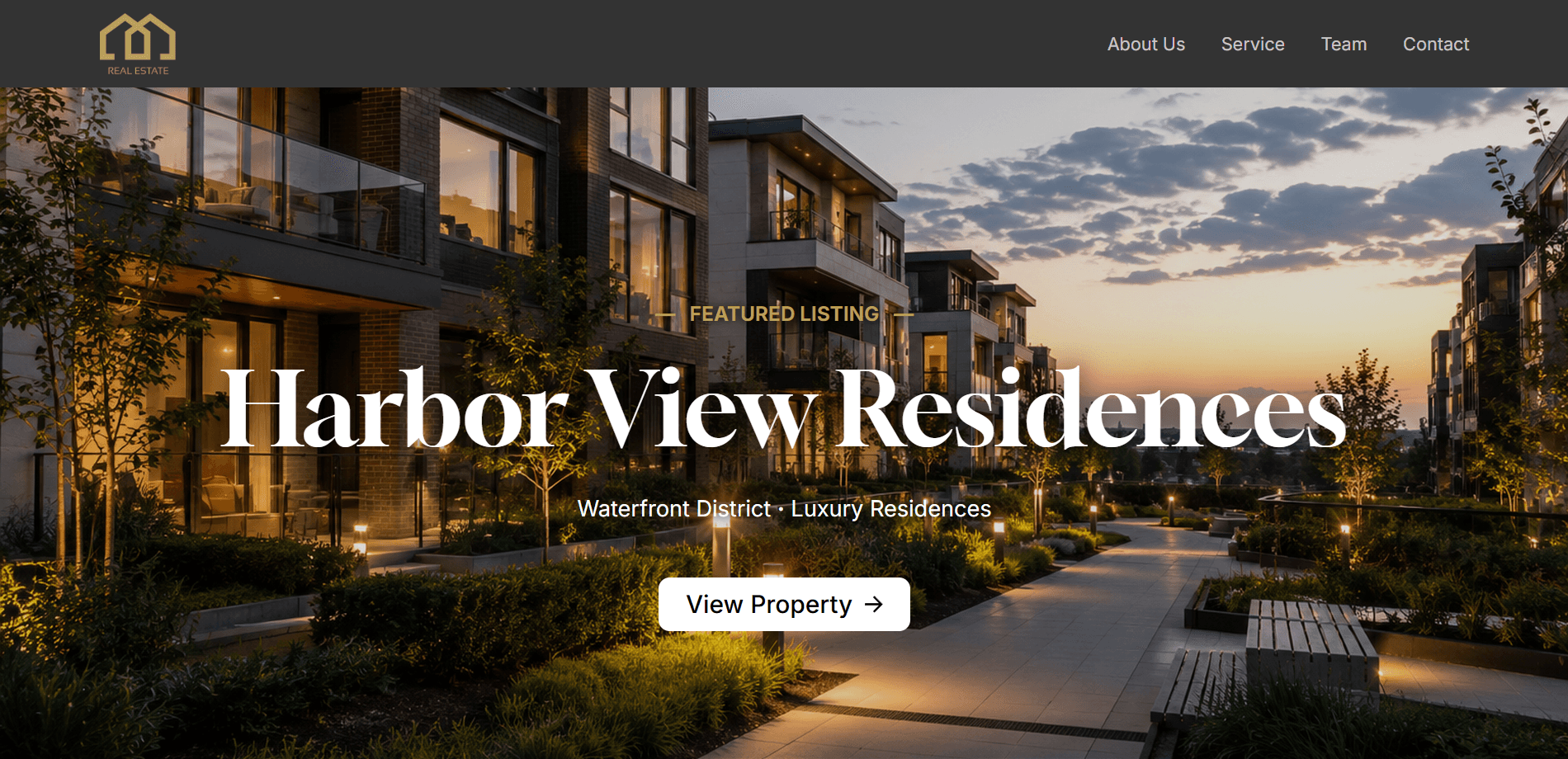 Real Estate Carrd template desktop preview