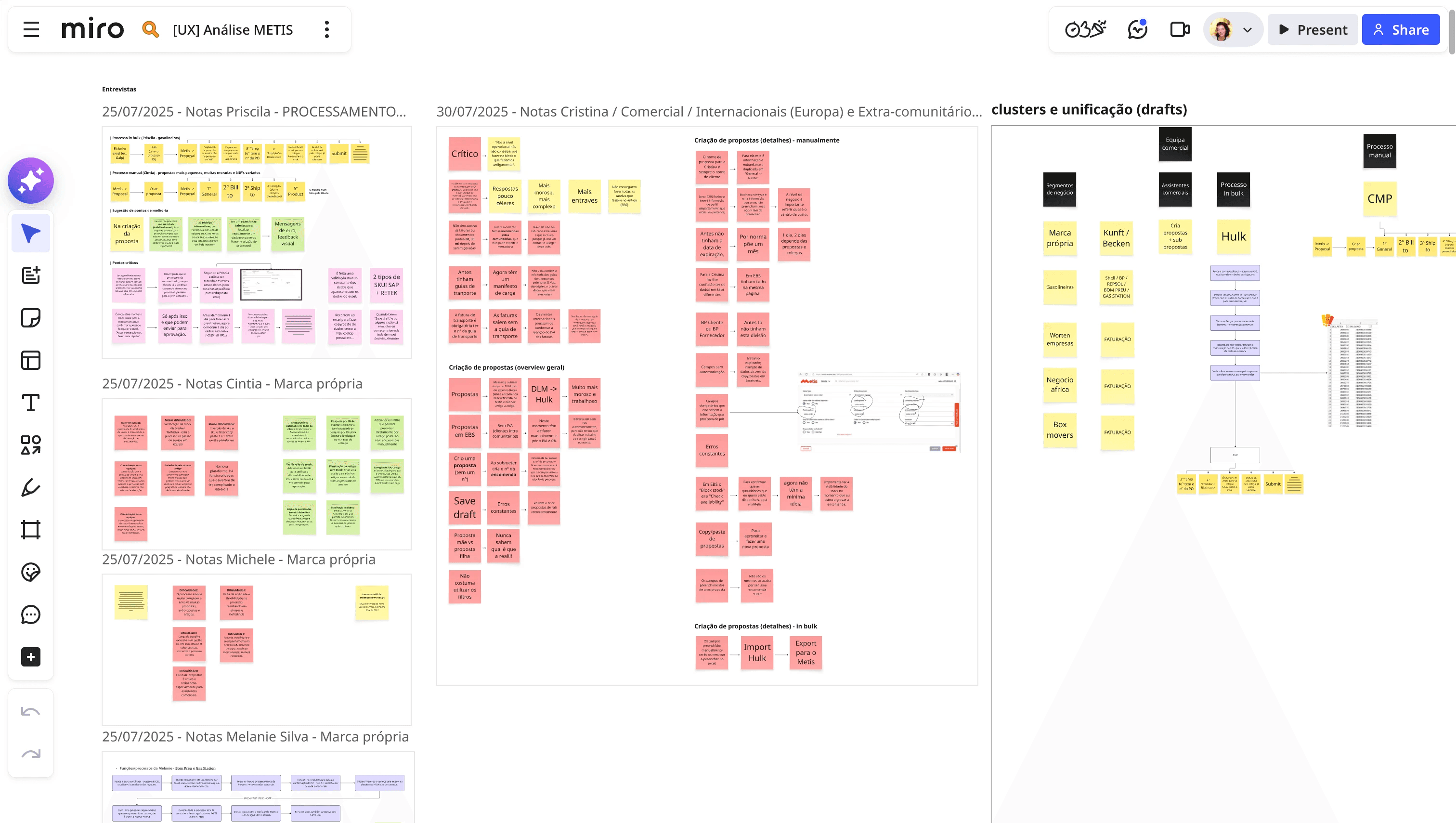 Before and after comparison of the Atlas Proposals B2B detail page. Before: a fragmented layout with scattered fields, inconsistent spacing, and no clear visual hierarchy — showing Master proposal ID, Business area, Sub channel, VAT number, and SAP customer number in an unstructured form. After: a redesigned detail page with clear section structure — General data with auto-filled requester and business information, and Proposal summary with a sortable product table showing SKU, quantity, price without VAT, discount, VAT rate, and final price — built with RISE components.