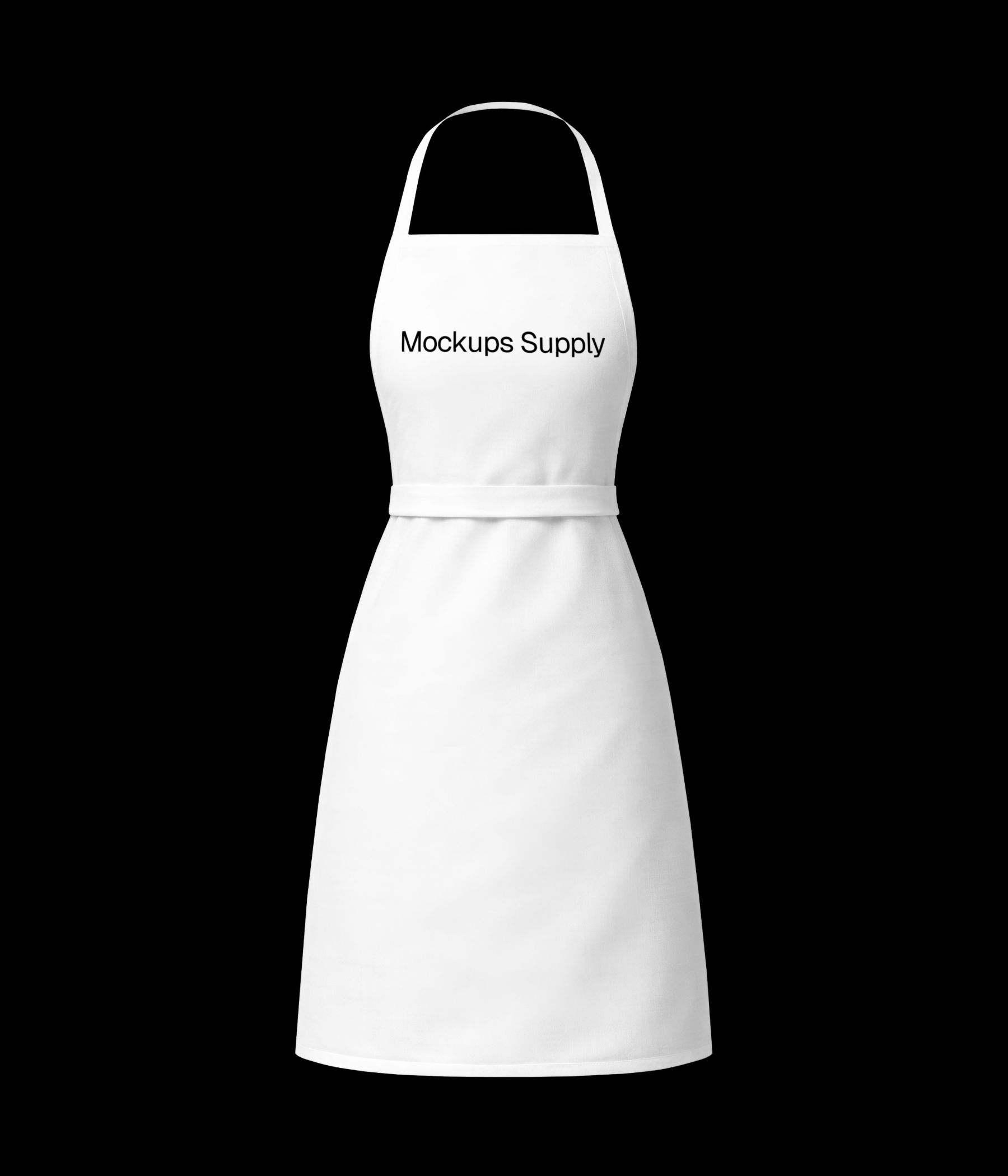Apron mockup front view with waist ties for cafe uniform branding presentation