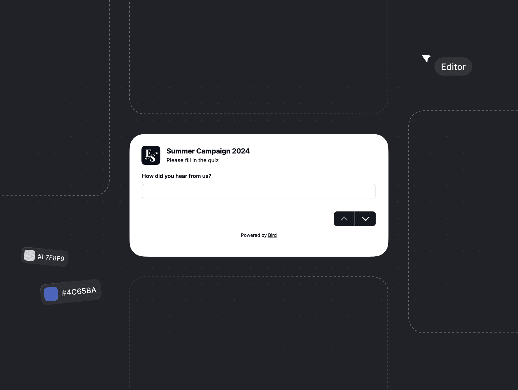 Quiz interface for Summer Campaign 2024, asking customers how they heard about Elysia Skincare, powered by Bird’s platform.