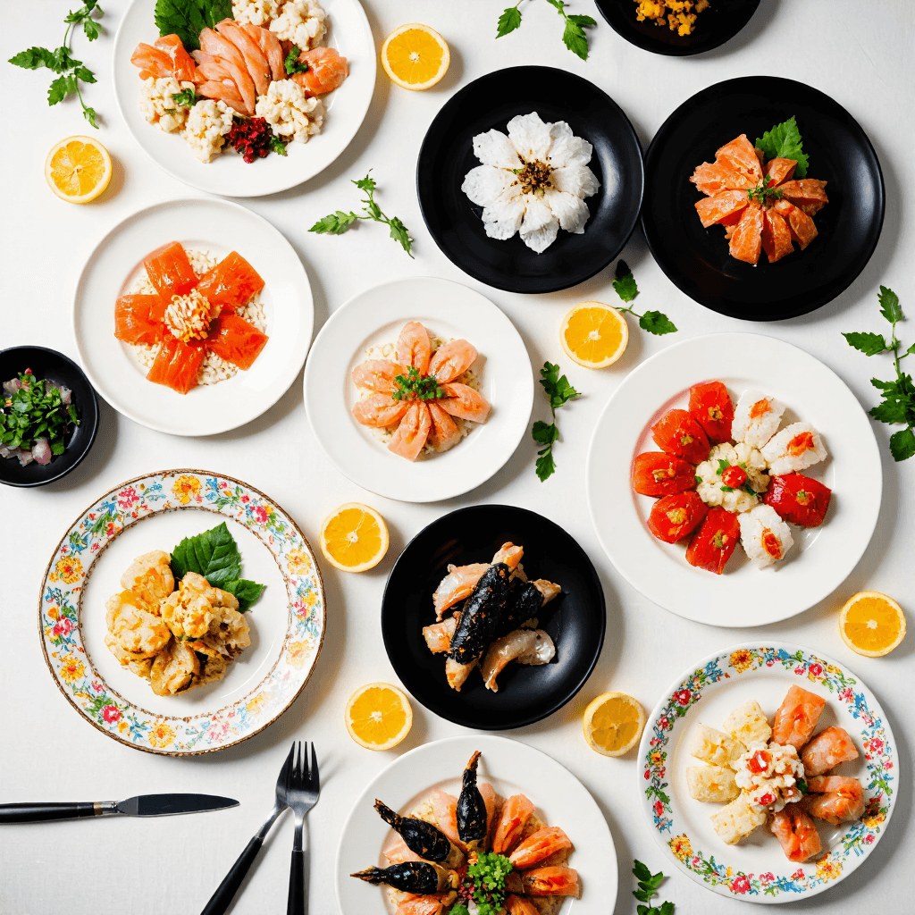 product photography of set of plates of food