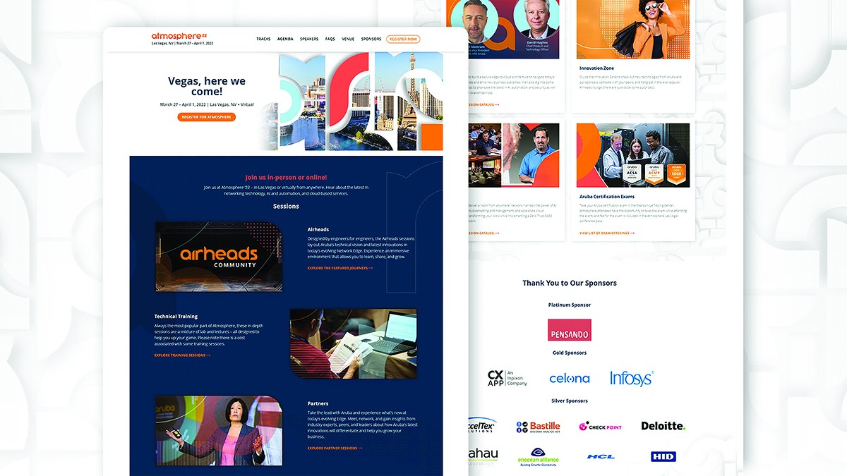 Aruba Atmosphere 2022 AMS website home page