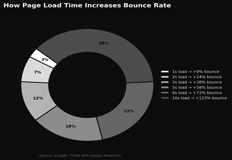 Bounce rate differance according to page load time