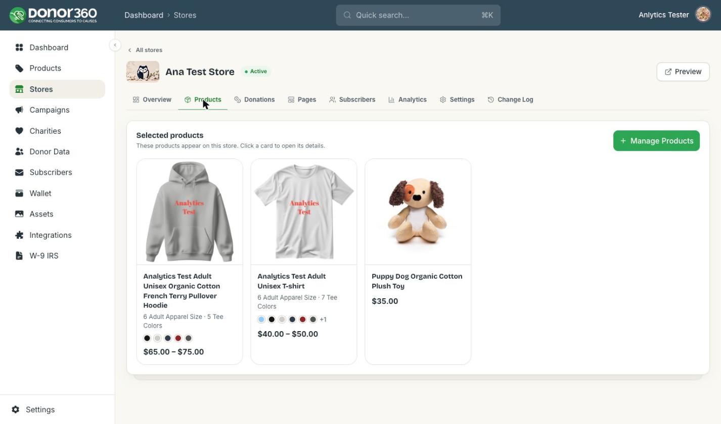 The store's Products tab