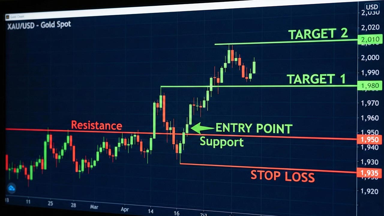 Gold Example trade (bullish trend)