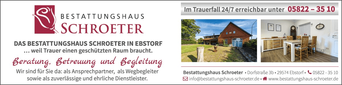 Unternehmensbanner von Bestattungshaus Schroeter