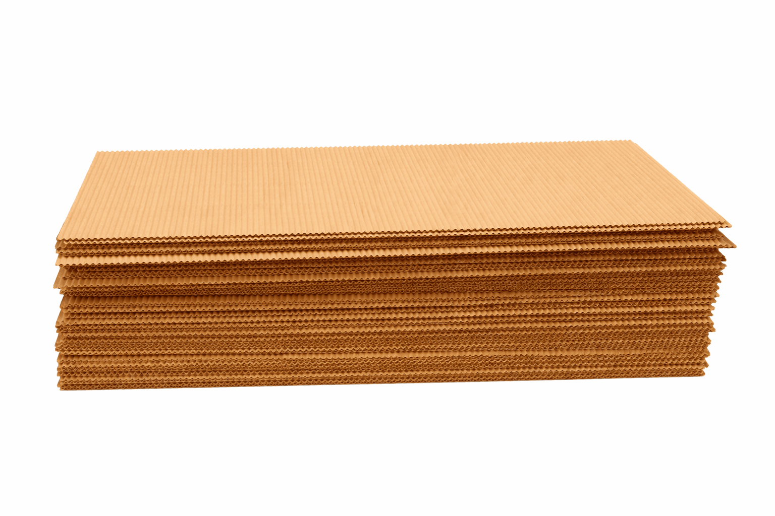 Stacked corrugated cardboard sheets used for protective packaging and cushioning solutions