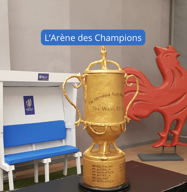 Décor animation et scénographie immersive thème sport foot et rugby pour soirée d’entreprise à Bordeaux