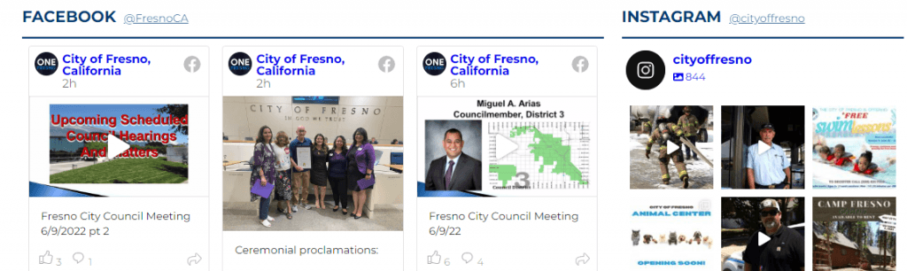 Instagram widget on City of Fresno website