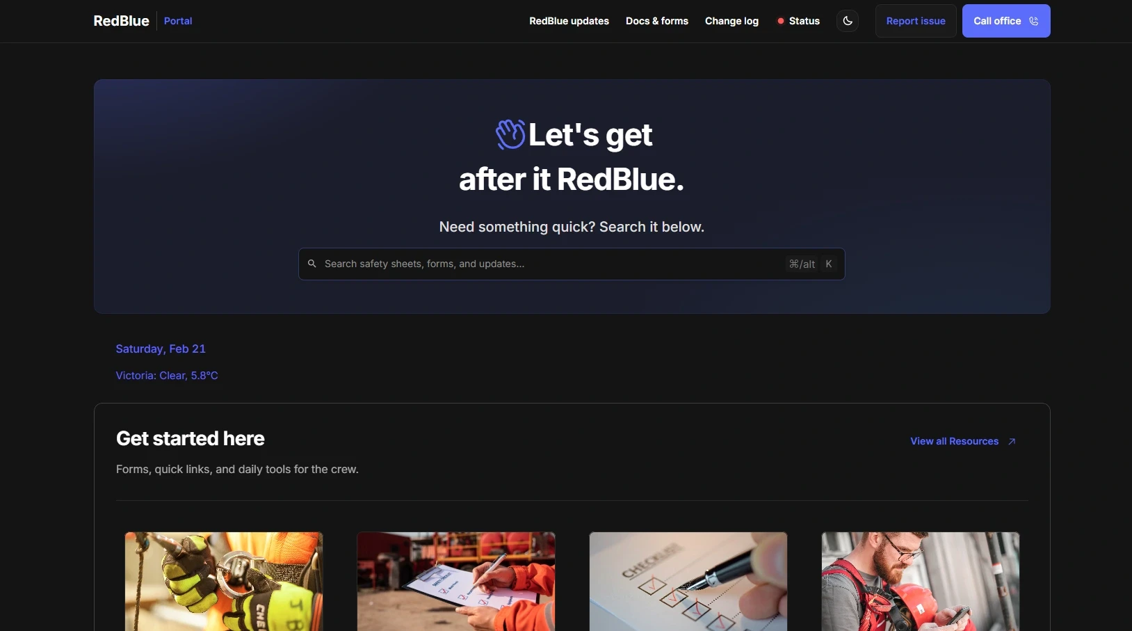 home page for client portal