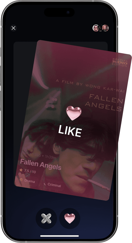 Flickhunt shared swipe that shows a movie match
