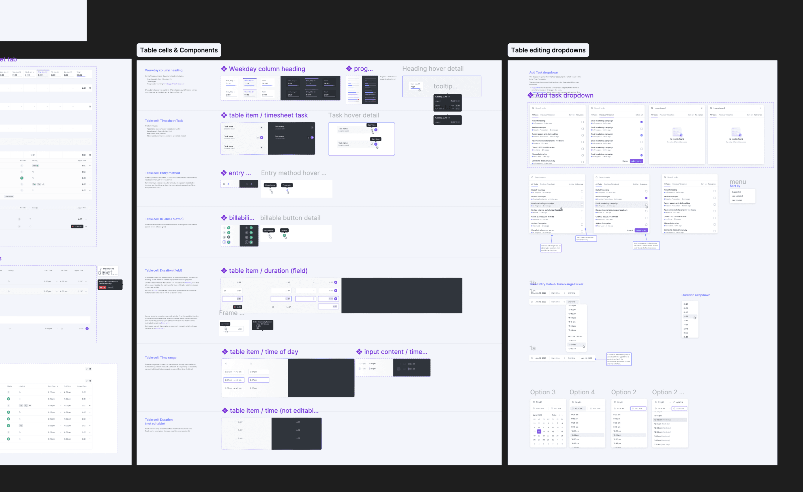 New timesheet experience details and design documentation 