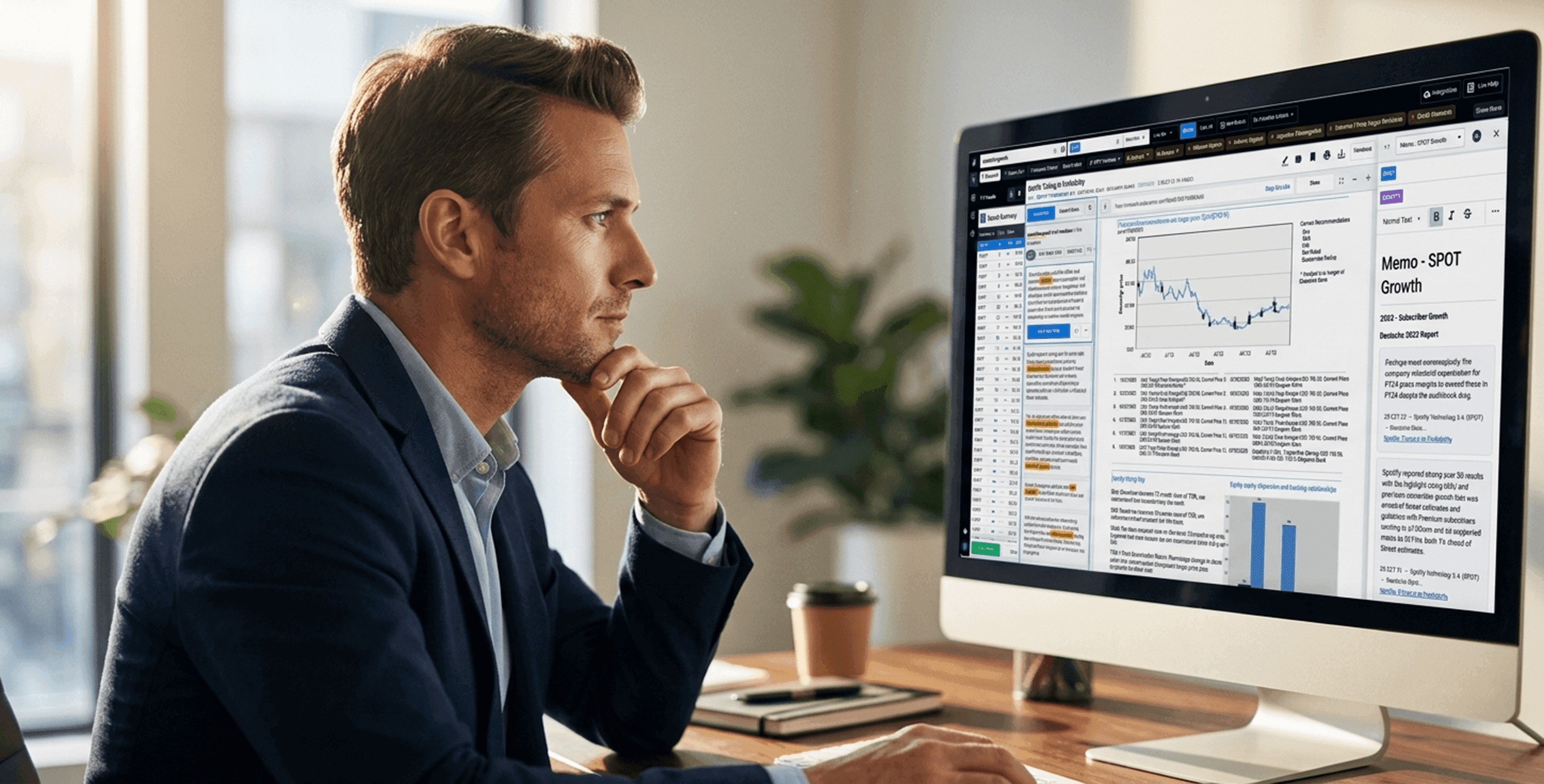 Person looking at a financial dashboard
