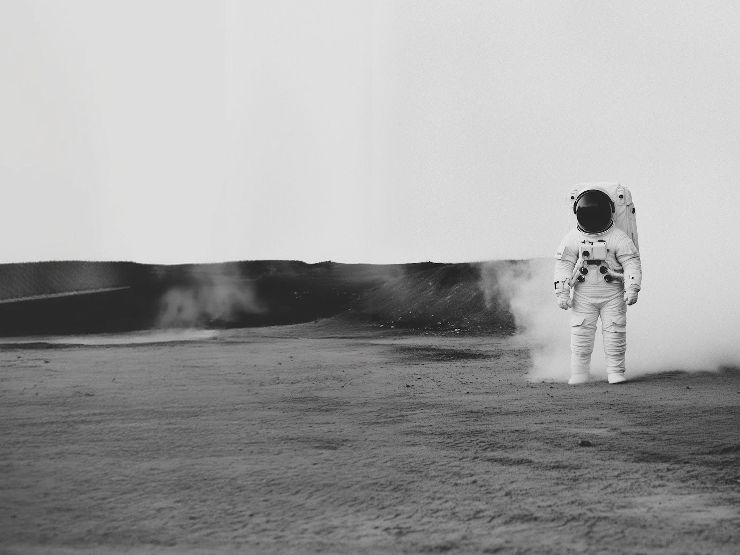 Astronaut on Barren Landscape