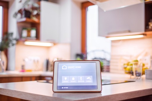 smart home device on a kitchen counter
