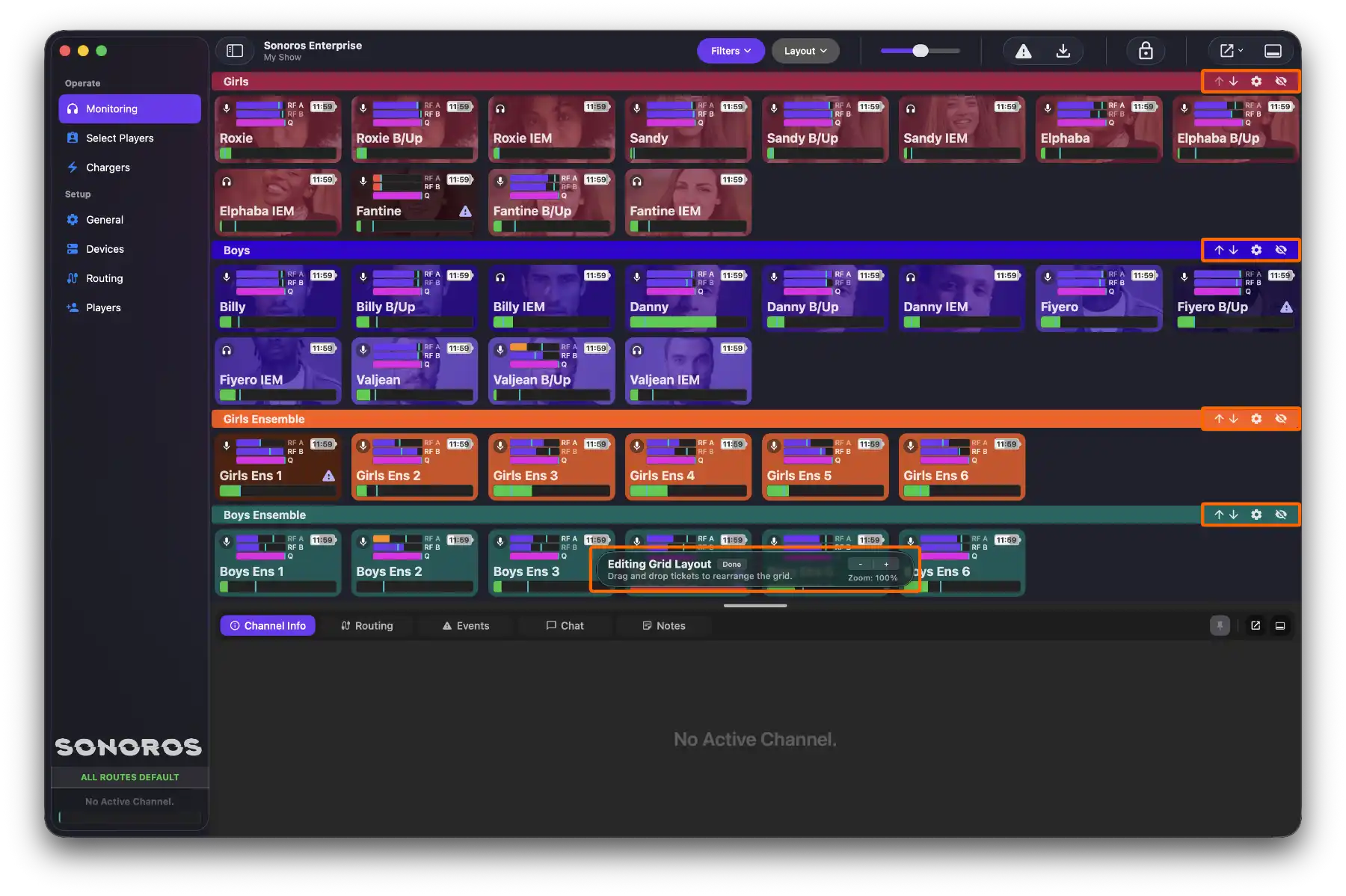 Use Edit Layout mode to rearrange grid and zoom