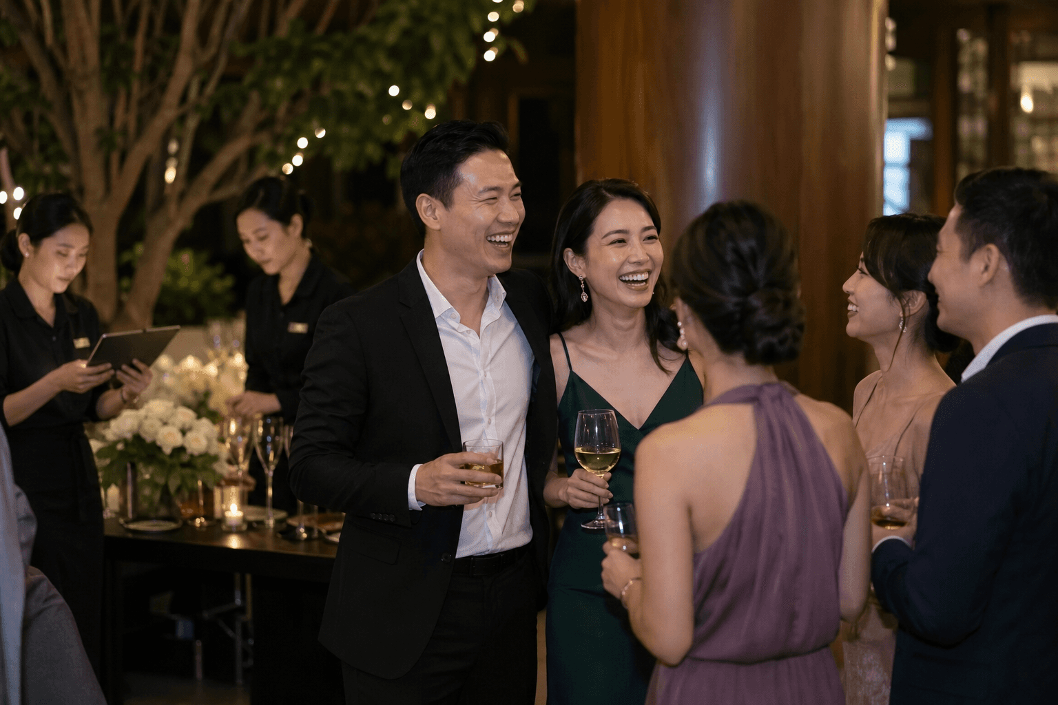 BW Event 360 策劃的精緻香港私人派對現場，賓客在專業統籌的 VIP 聚會中舉杯言歡。