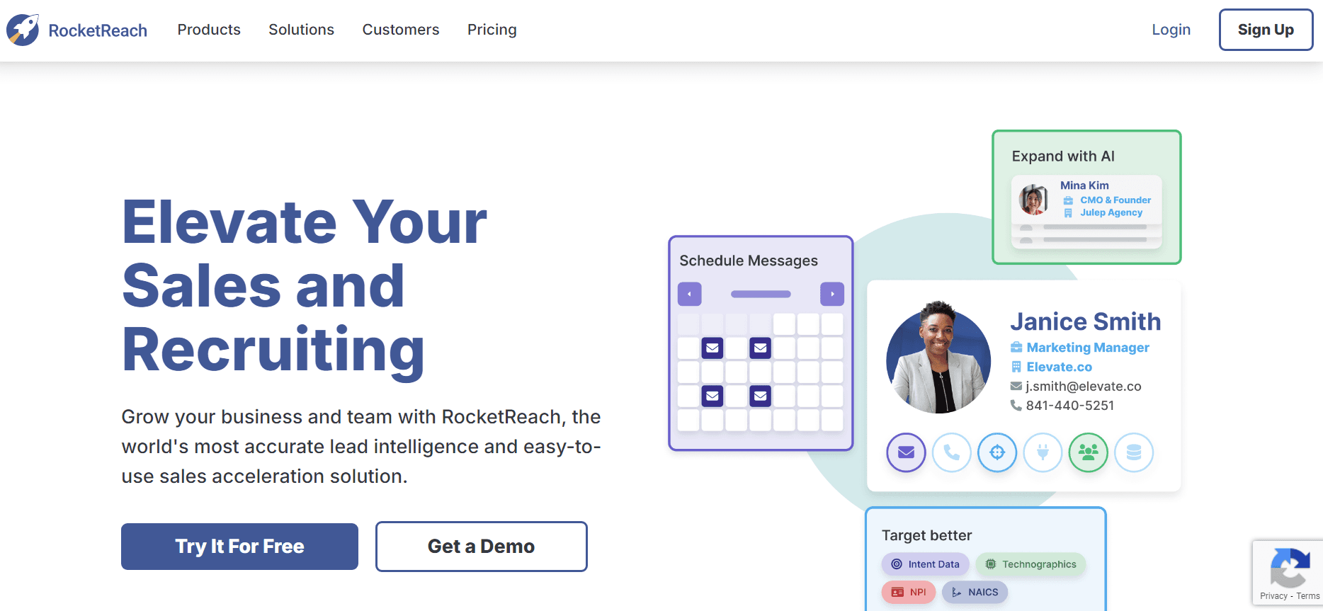 RocketReach landing page