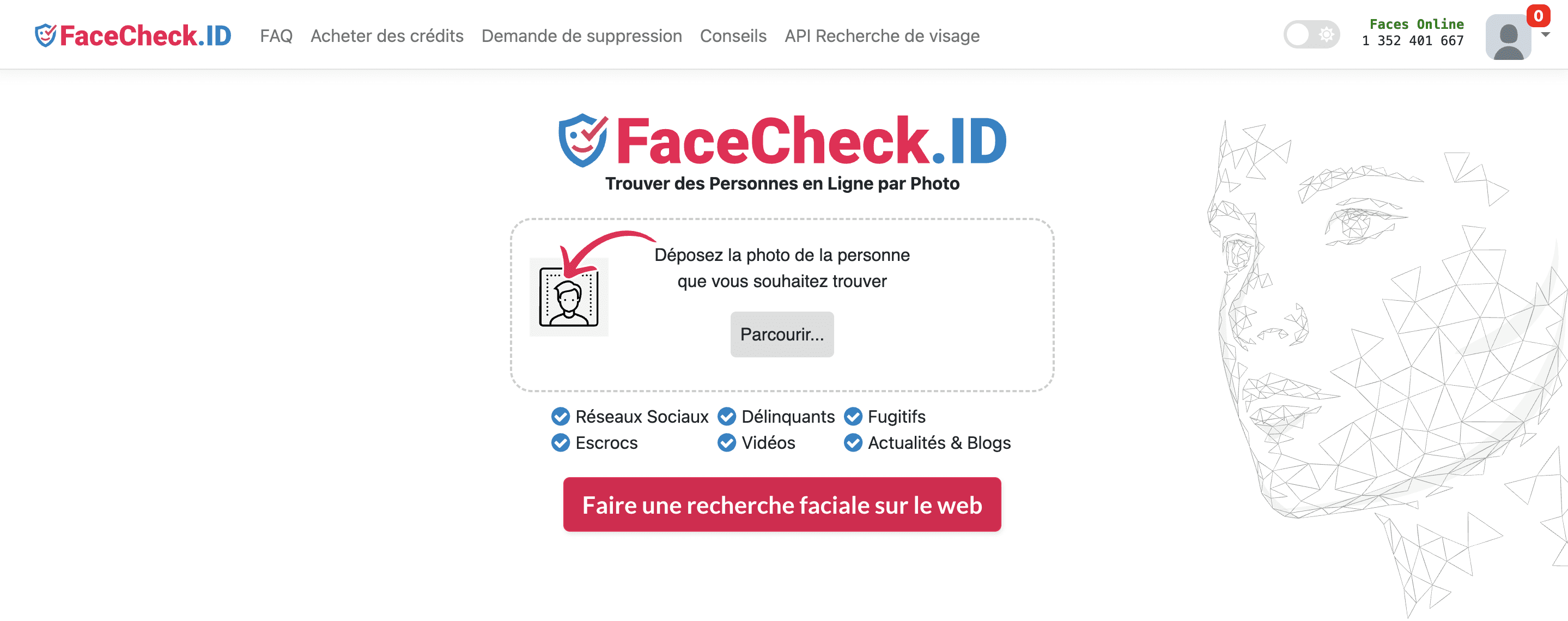 Facecheck landing page