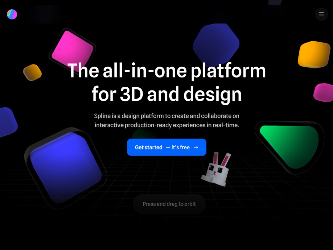 Spline website hero section 3d shapes around the headline