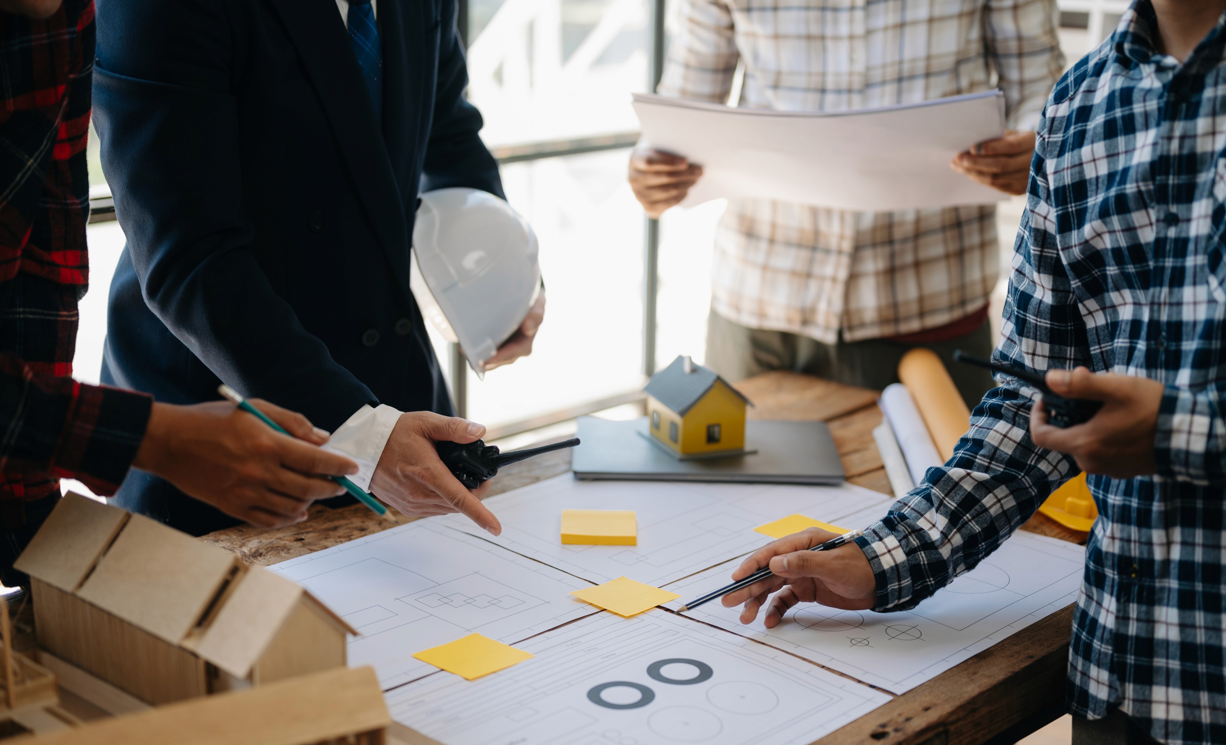 team discussing options