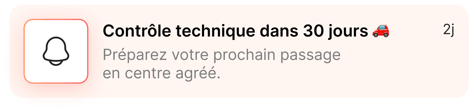 Sloty notification véhicule