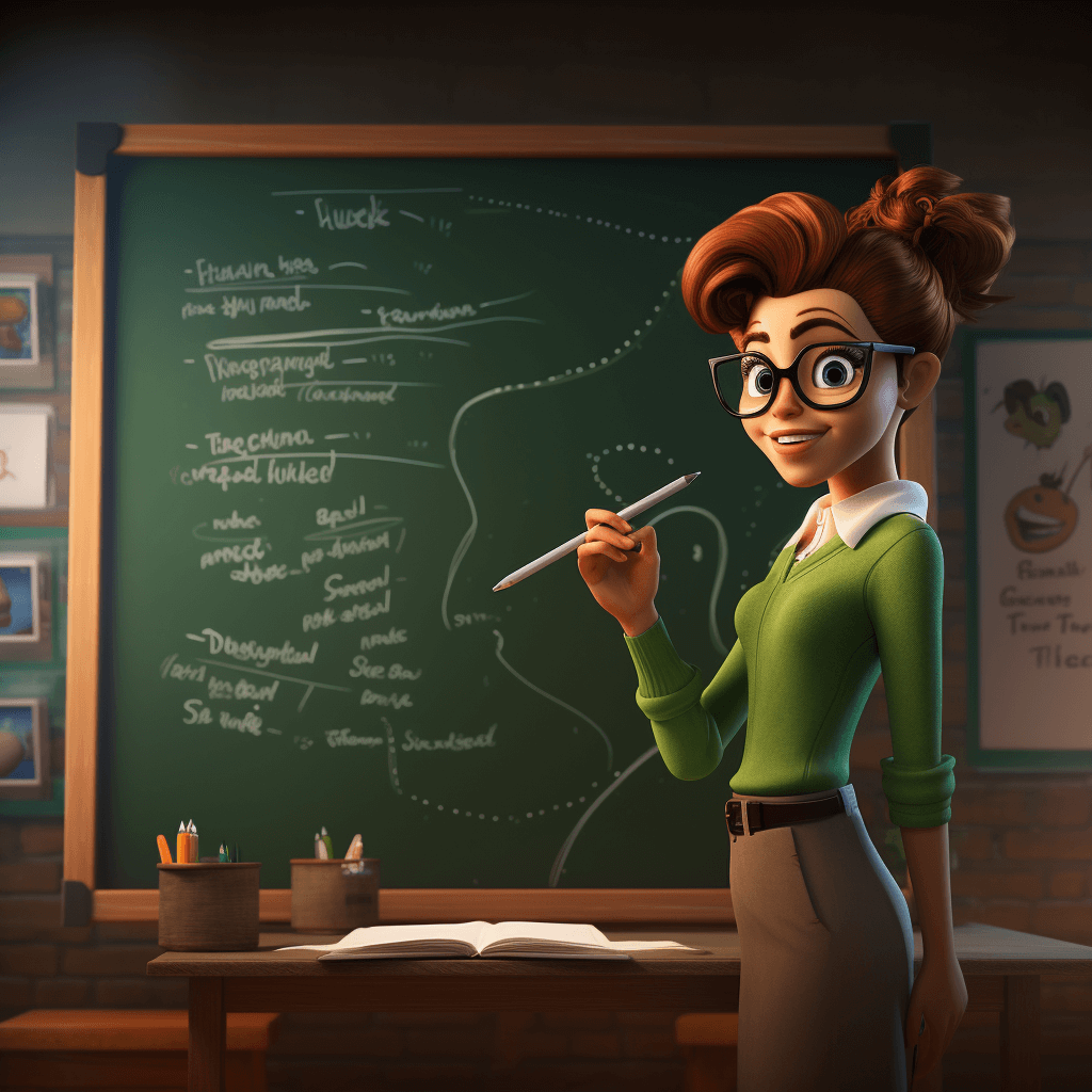A teacher at a blackboard