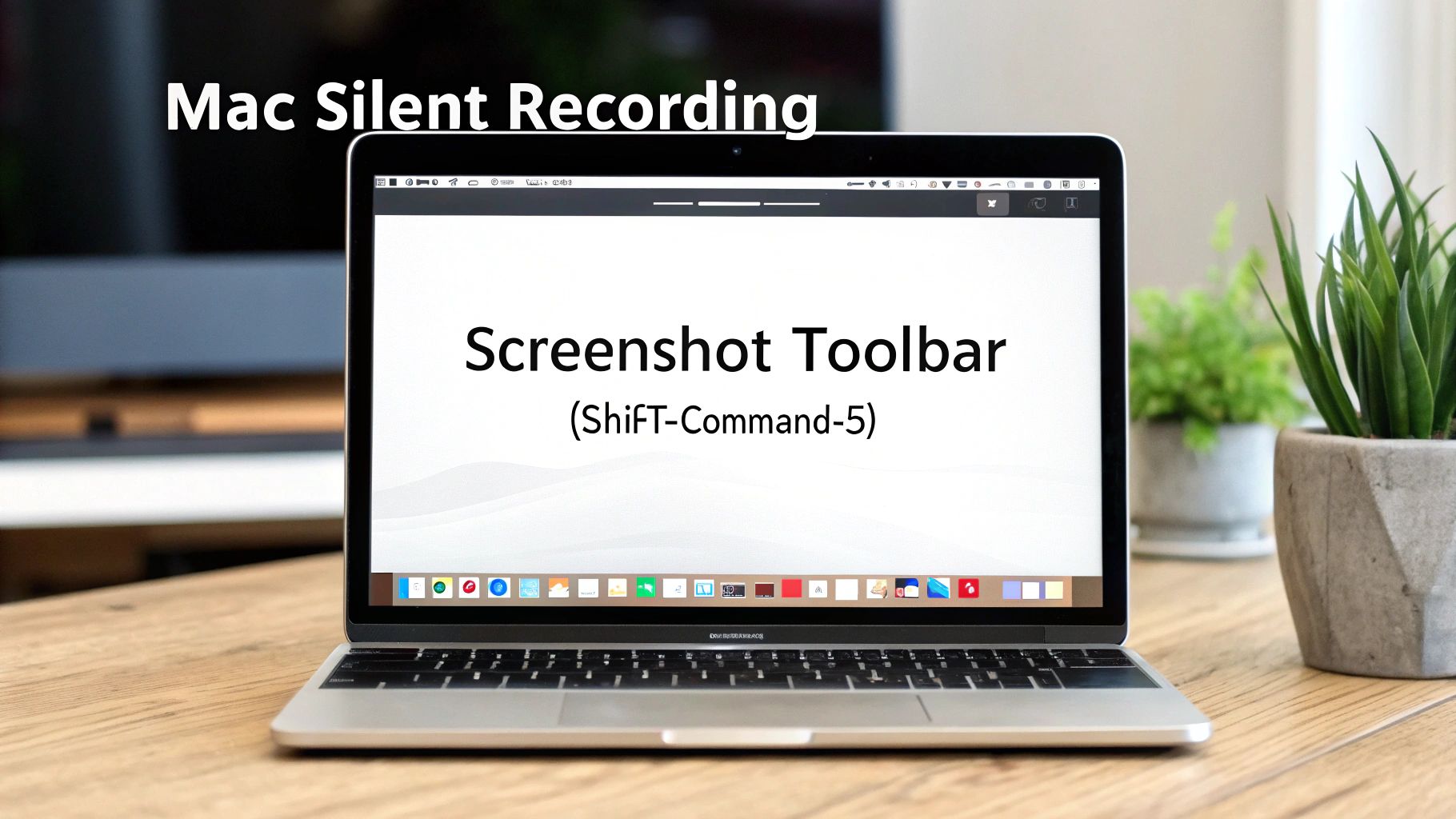 A person using the built-in screen recording tools on a MacBook.