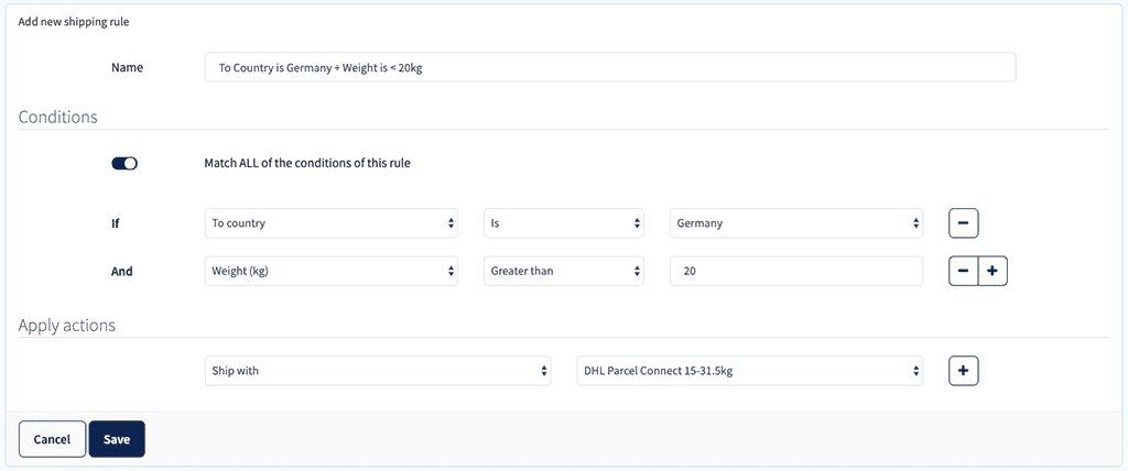Smart shipping rules example Sendcloud