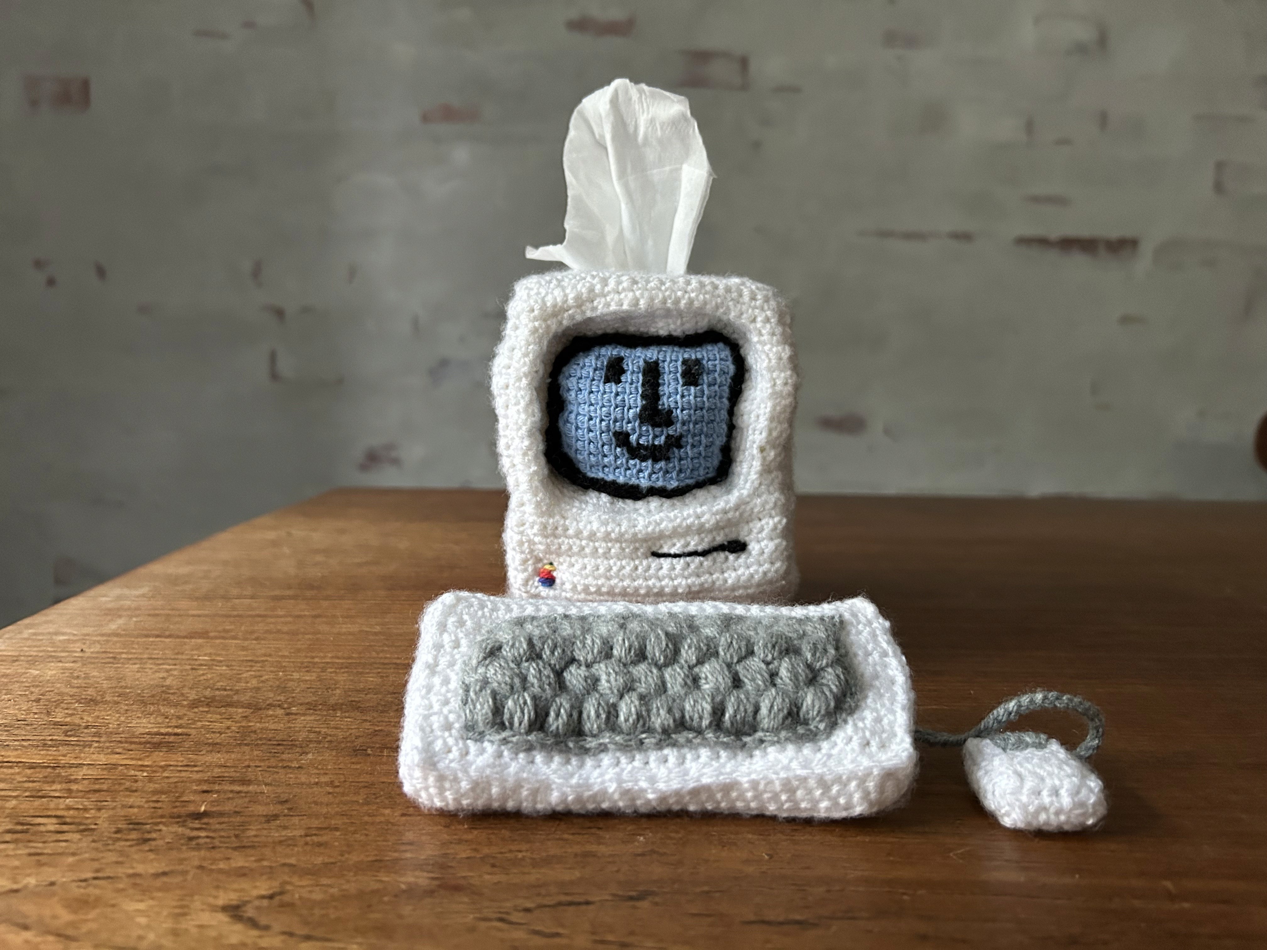 Mac Computer crochet tissue box