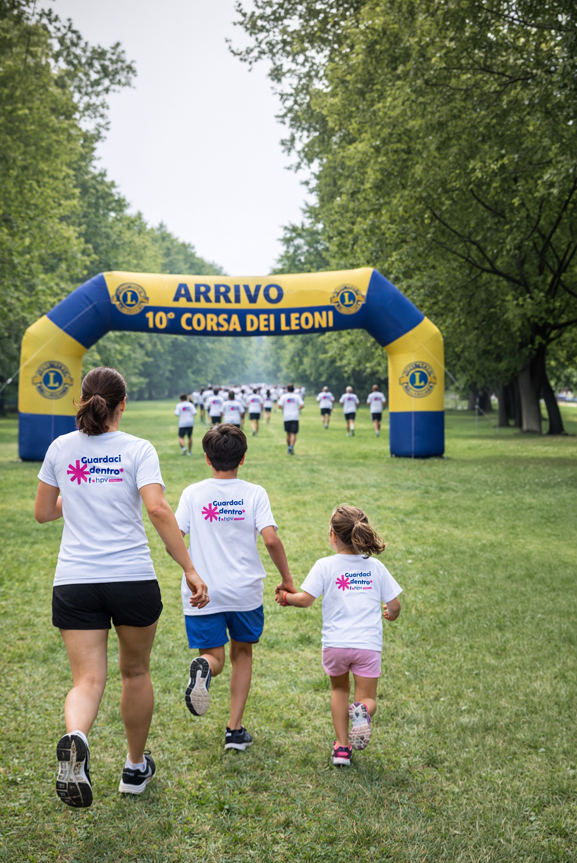 Decima corsa dei leoni - famiglia che corrre felice