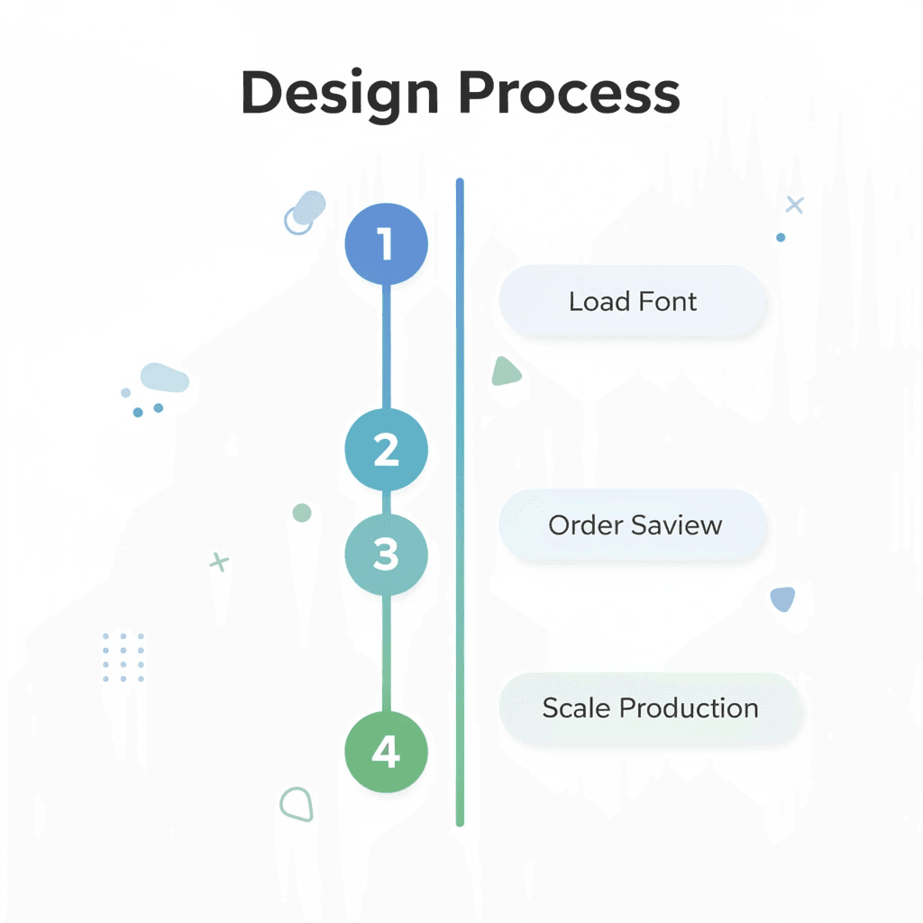 Four-step design process from font loading to production scaling