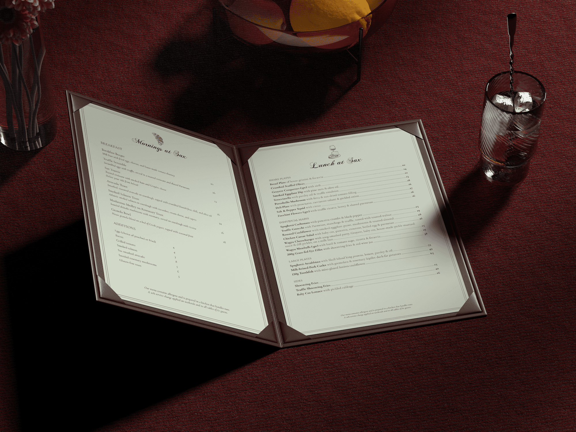 Sax Cafe & Lounge Menu Design