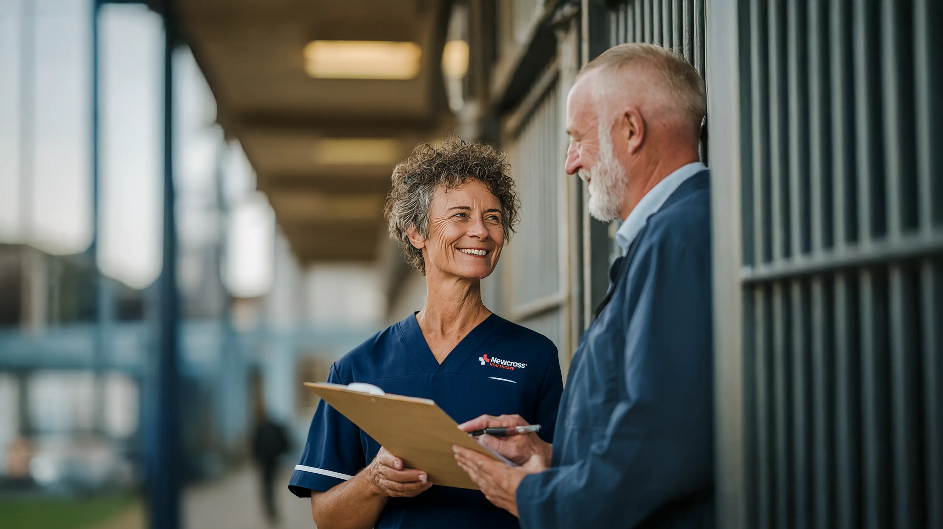 Female newcross healthcare worker in a prison setting