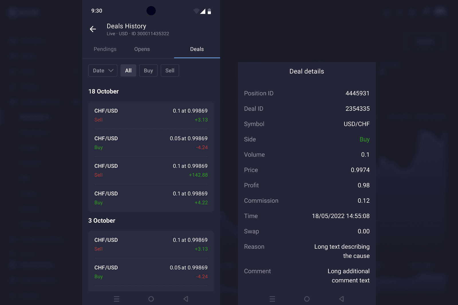 improved trading history and activity in B2CORE Android