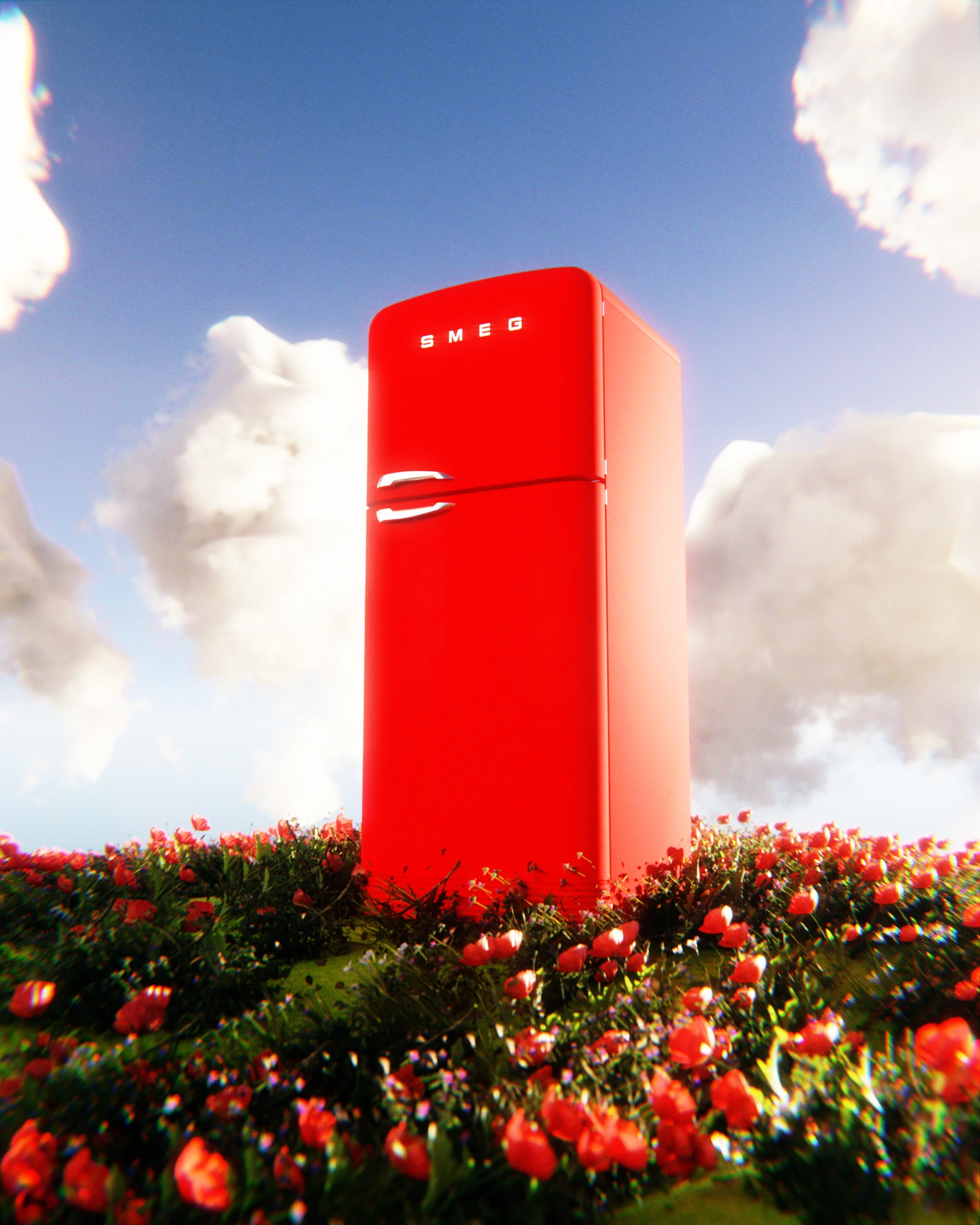 Red fridge — product CGI