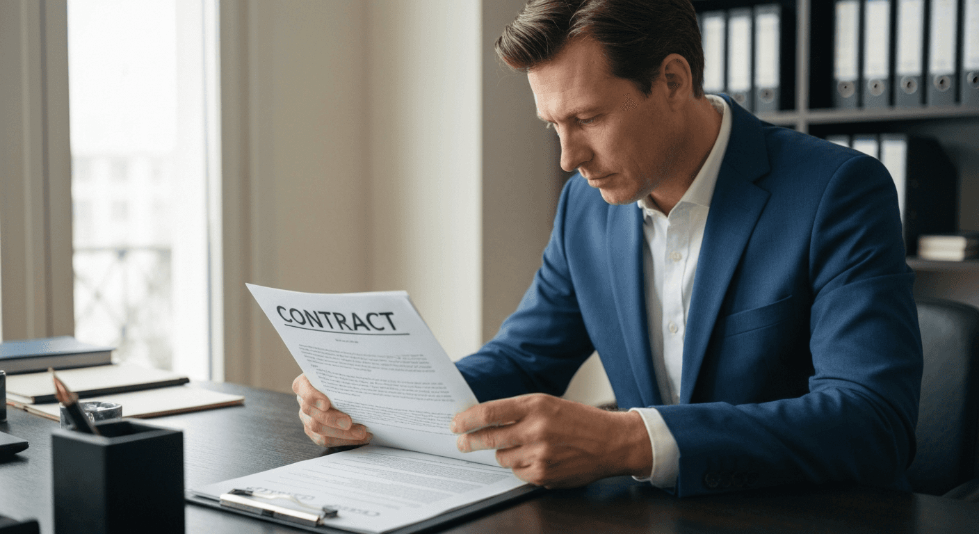 Lawyer reviewing contract document