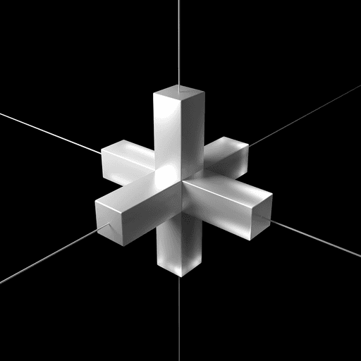 Abstract geometric structure made of intersecting planes in a three-dimensional form.