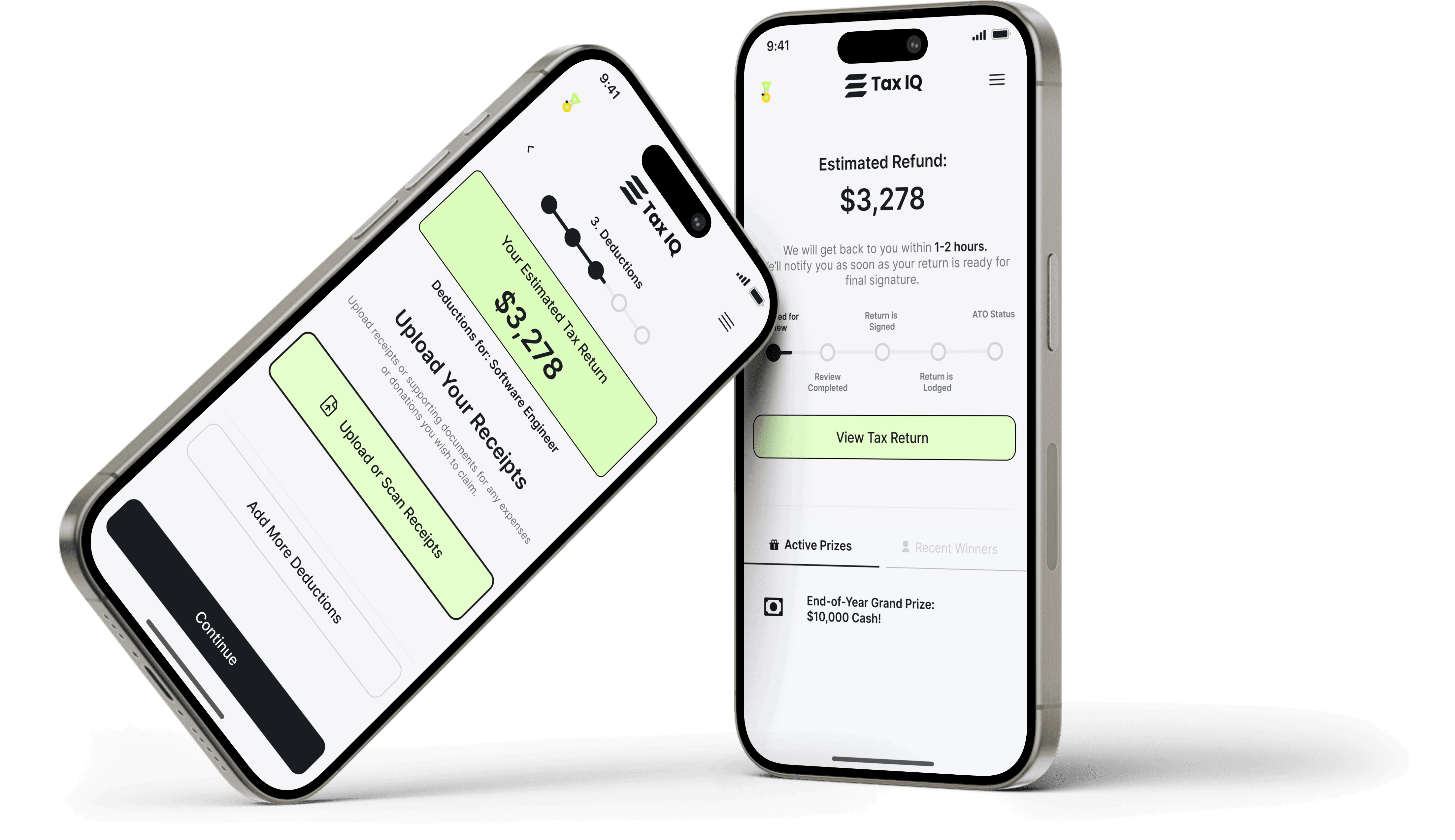 photo of 2 cell phones showing parts of the breezy app