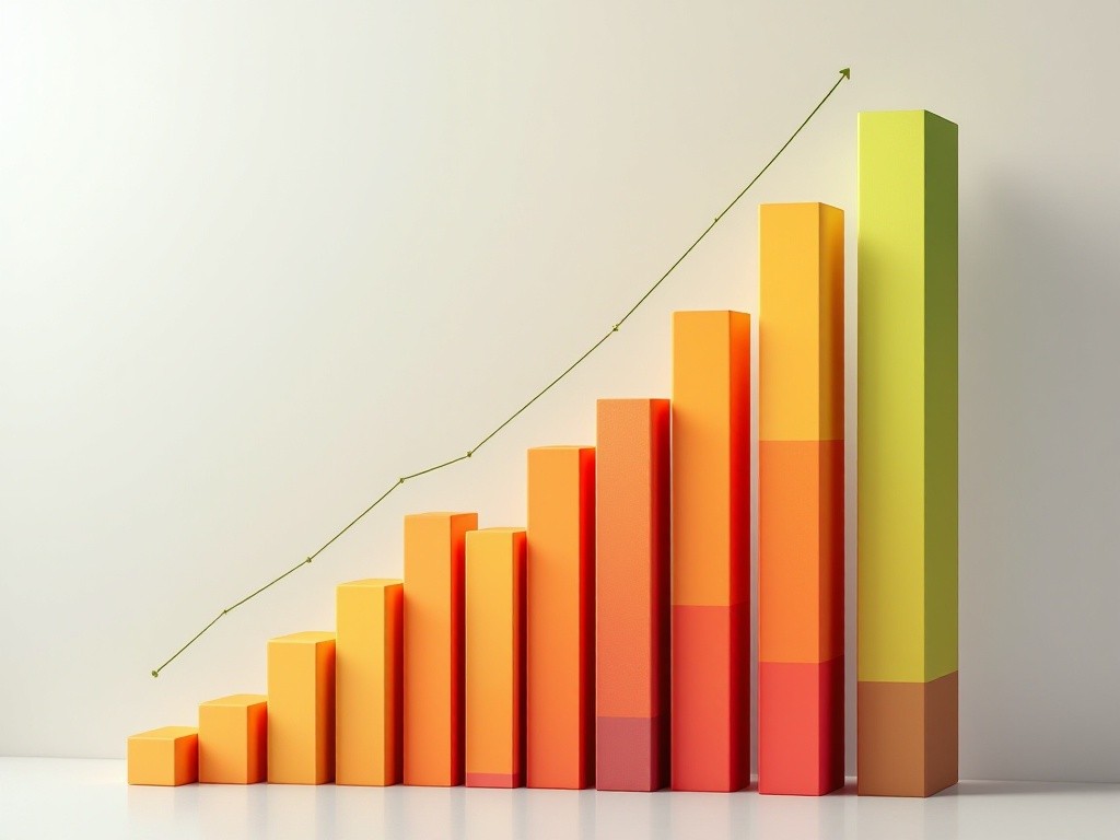 A bar graph showing an upward trend