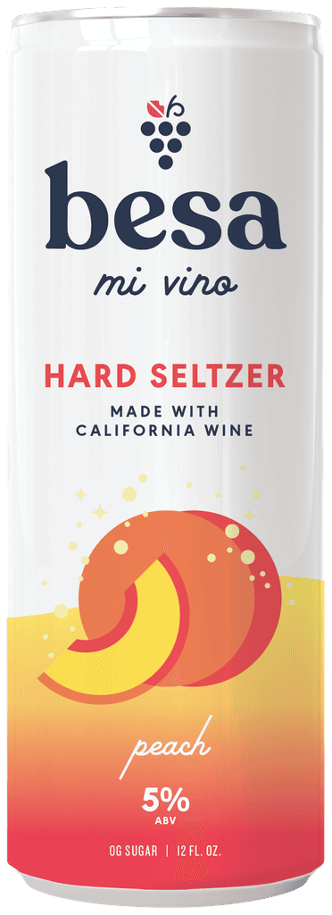 Can of besa's Sparkly Peach hard seltzer.