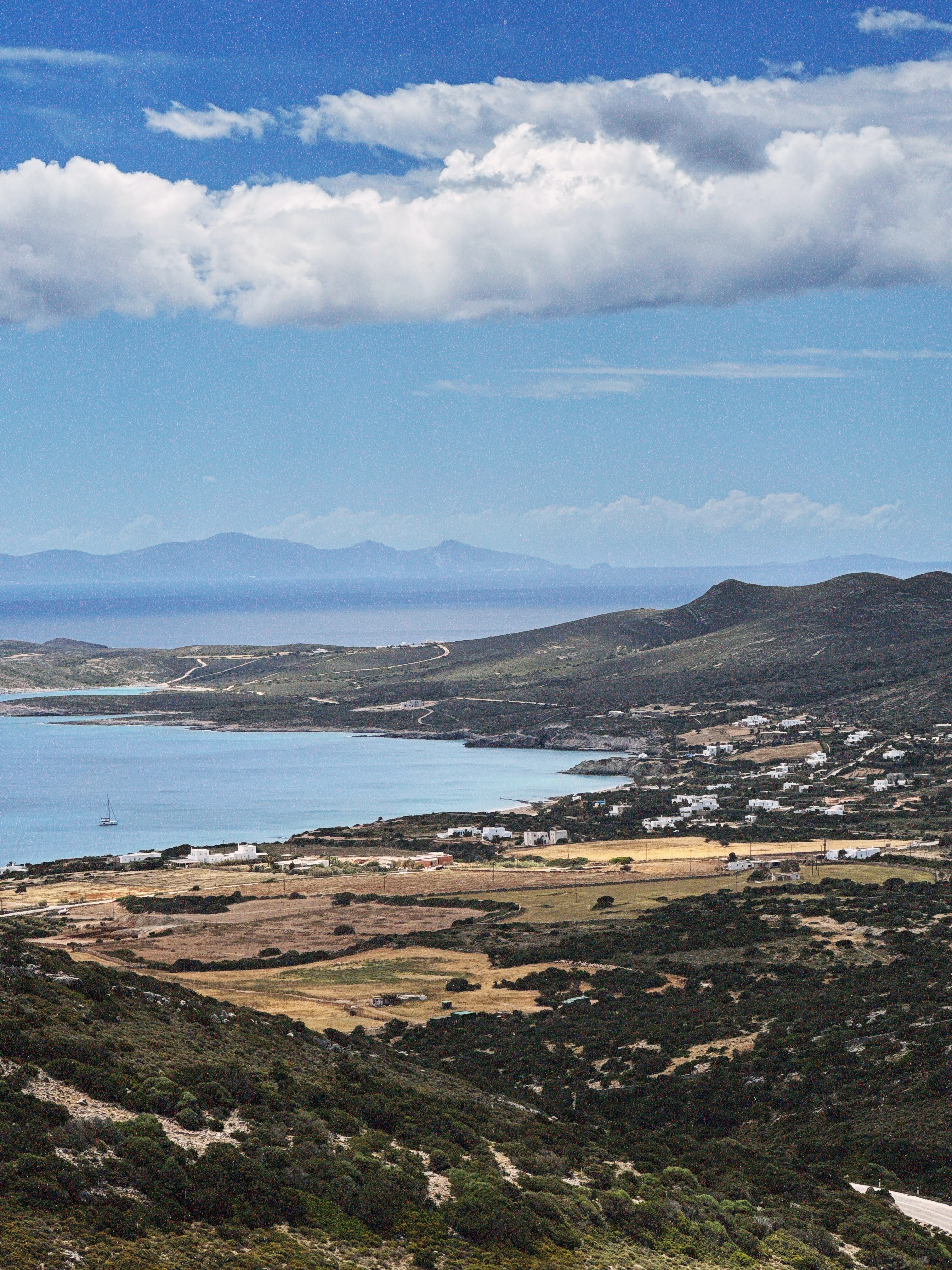 Panoramic view of the island of Paros in Greece