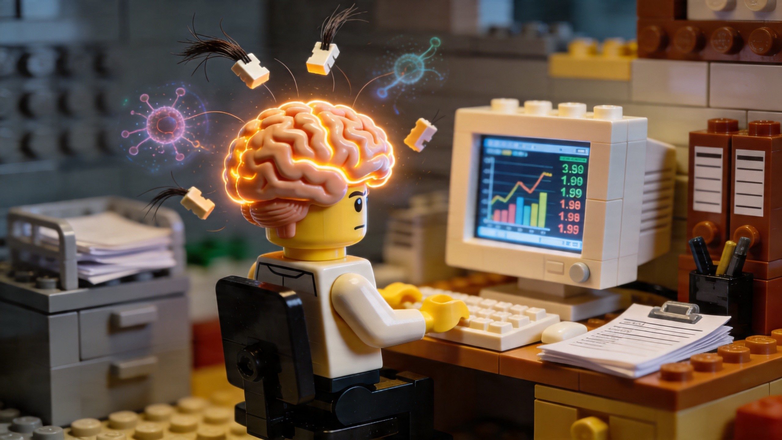  Detailed world of Lego pieces, cinematic stop-motion style with Lego