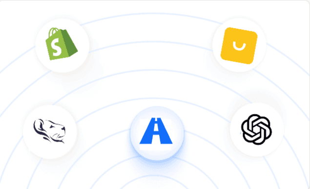 Logos of tools outward, illustrating easy integration with no engineering required.