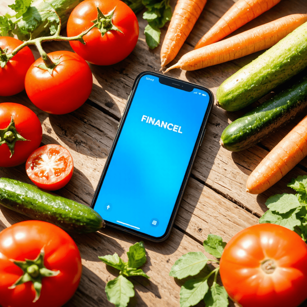 product photography of a smartphone displaying a banking app interface