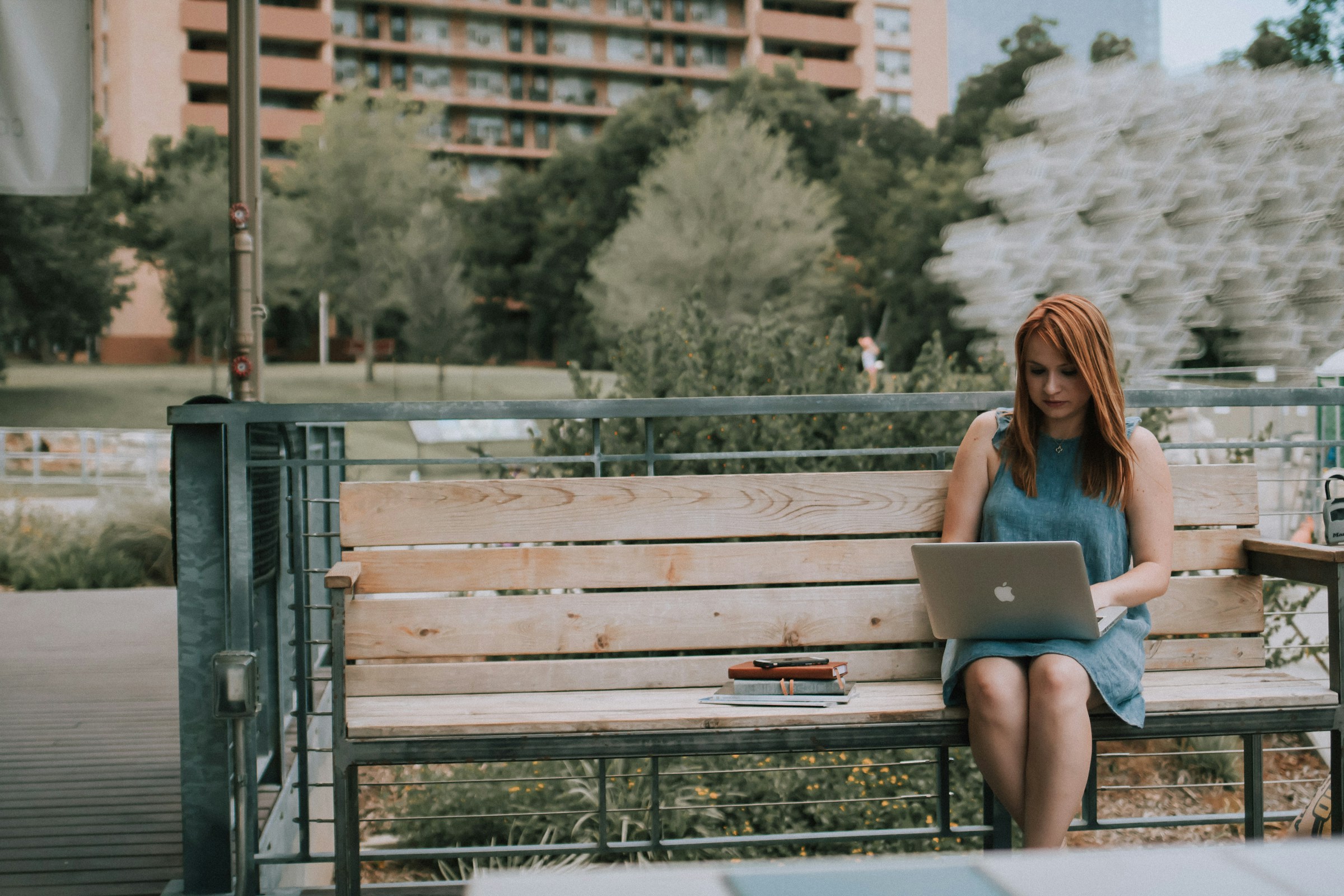 woman sitting on a bench - sales trends