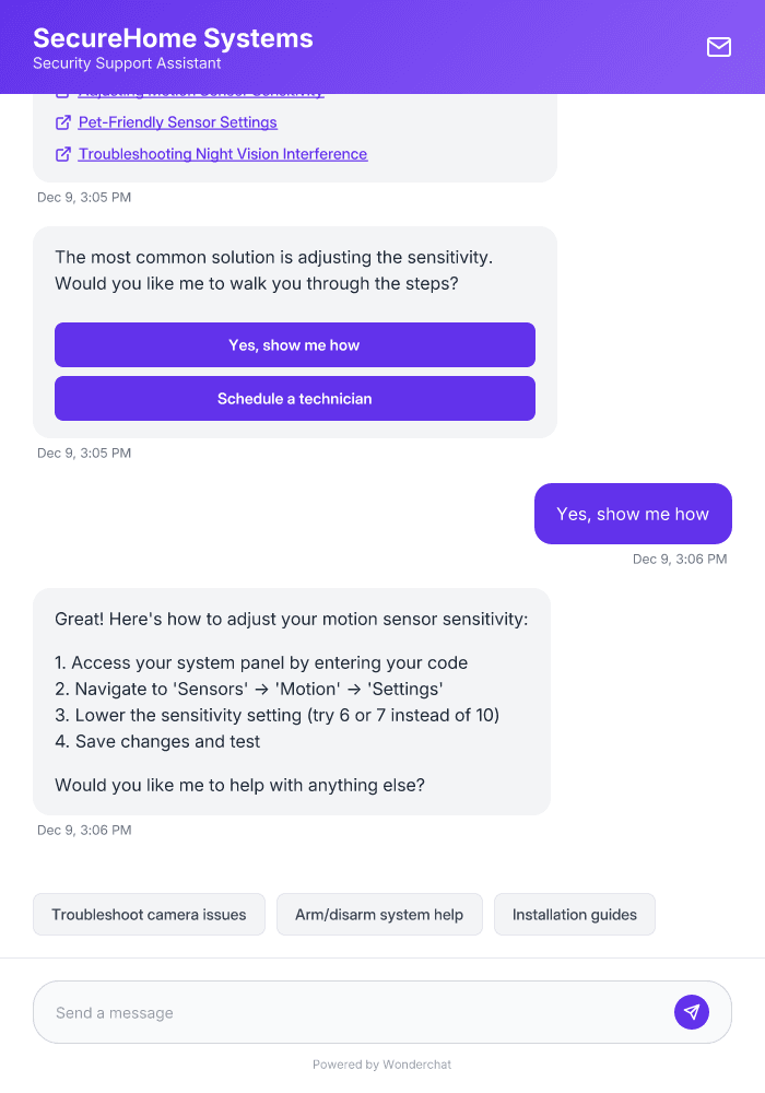 Home Security System Support AI Agent Template