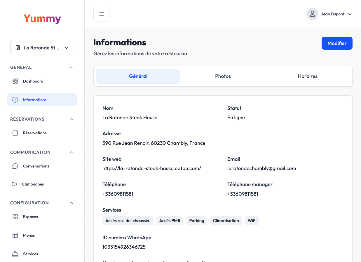 An image of Livia's dashboard