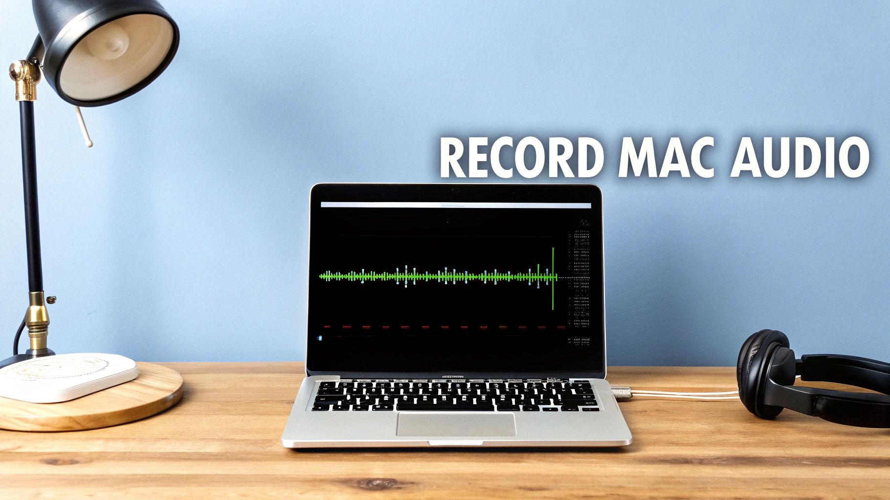 A modern and clean desk setup featuring a Mac computer, implying a professional workspace for creating screen recordings.