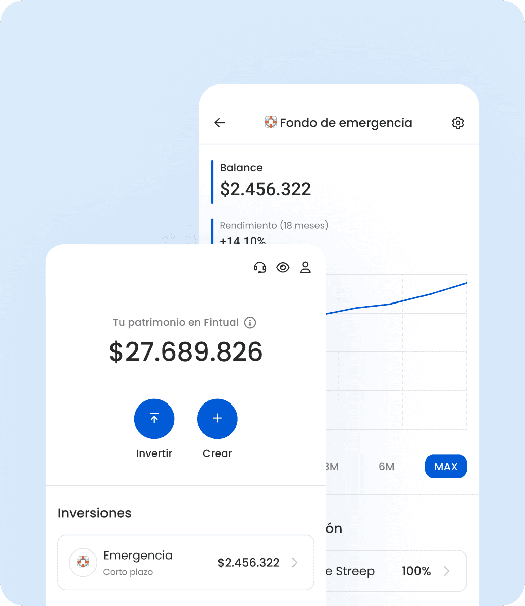 Imagen de un celular mostrando la proyección de una inversión a largo plazo